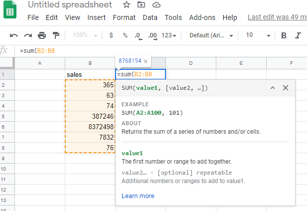 How To Add Numbers In A Column In Google Sheets Sheets Tutorial